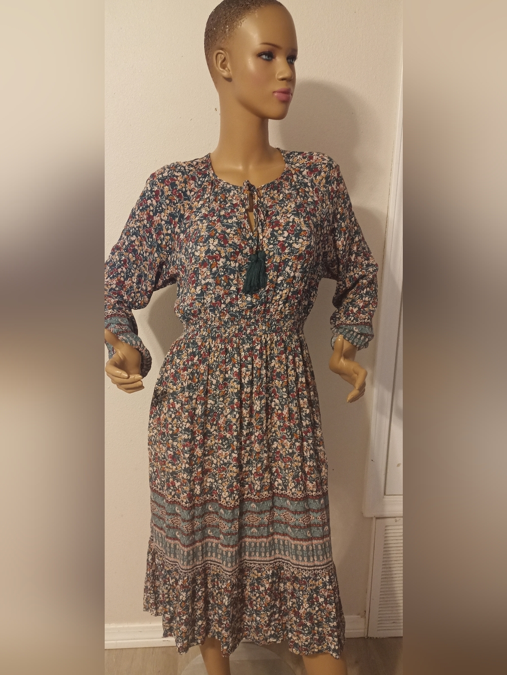 Knox Rose Multi-Color Floral Maxi Dress with Tassel Tie